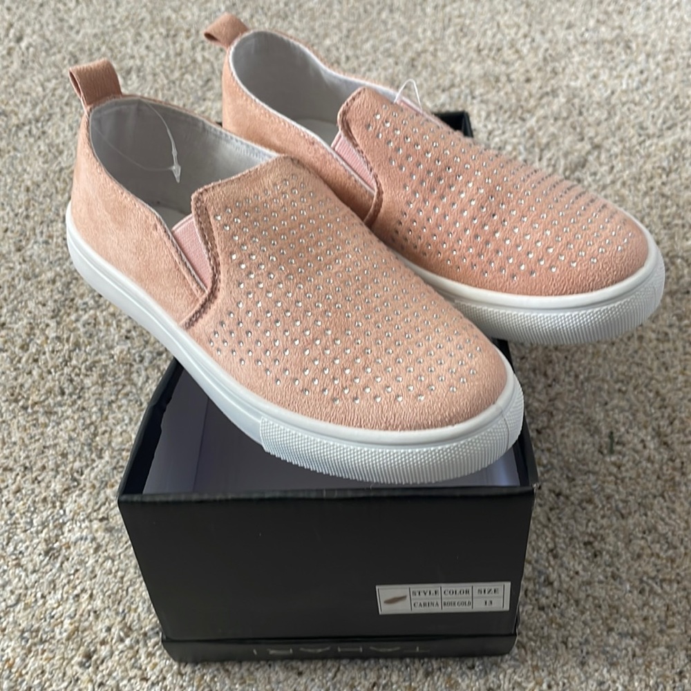 Brand new peach color sneakers with bling!